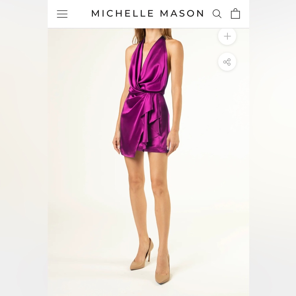 MICHELLE MASON HALTER BACKLESS MINI SILK DRESS - ORCHID perfect condition